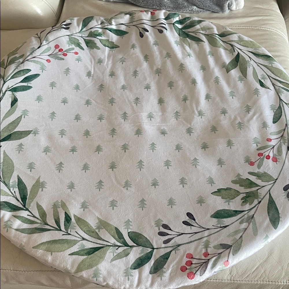 Festive Christmas White Green & Red Christmas Trees Baby Mat